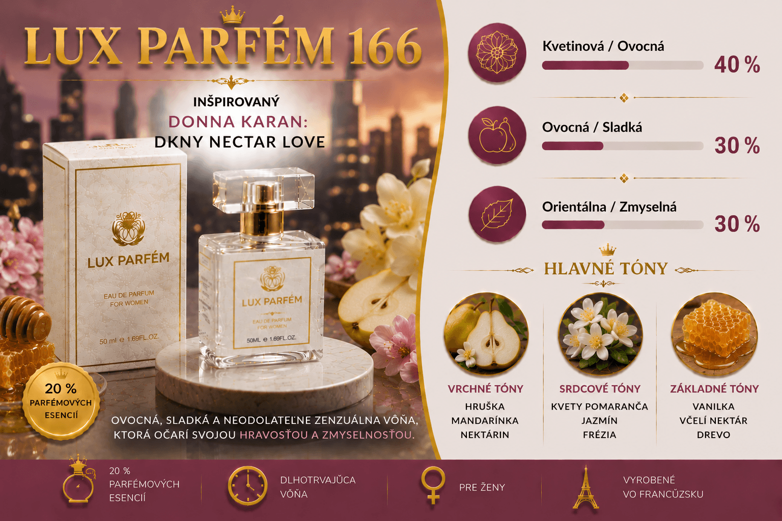 Lux Parfém 166 – Inšpirovaný Donna Karan: DKNY Nectar Love